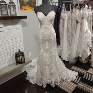 Kenneth Winston 1728 Light Gold/Ivory 16 Art Deco Lace Mermaid Wedding Dress